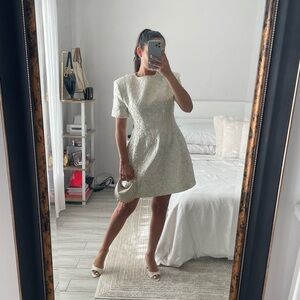 CATCHALL Astrid Silver Jacquard Floral Mini Dress